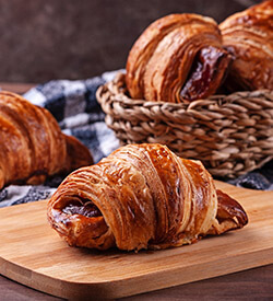 Flaky chocolate croissants