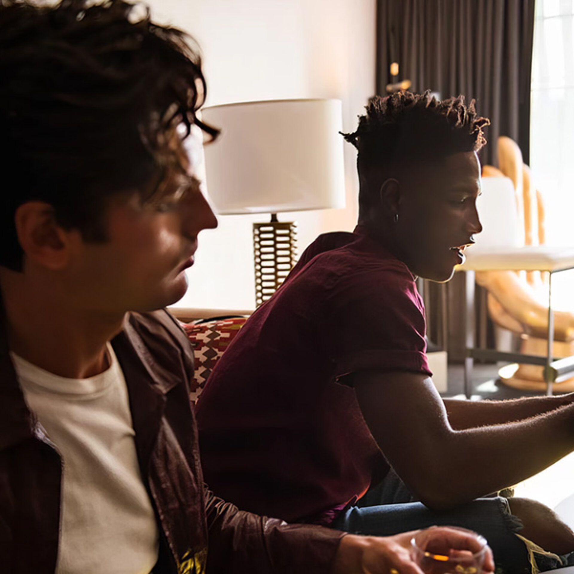 Men relaxing in Montrose Suite