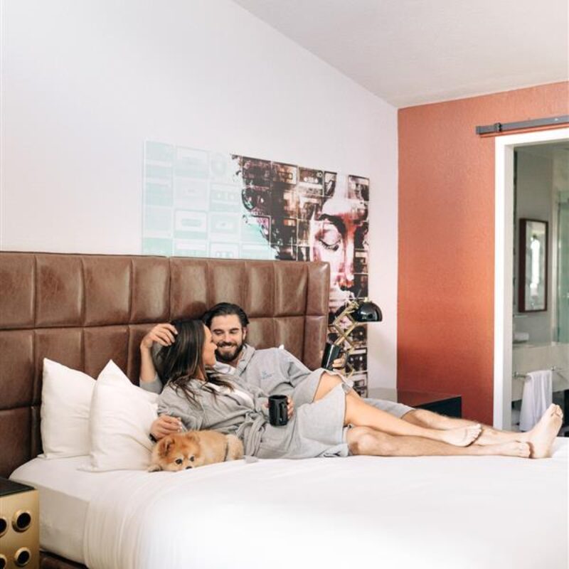 Man and women laying in montrose bed