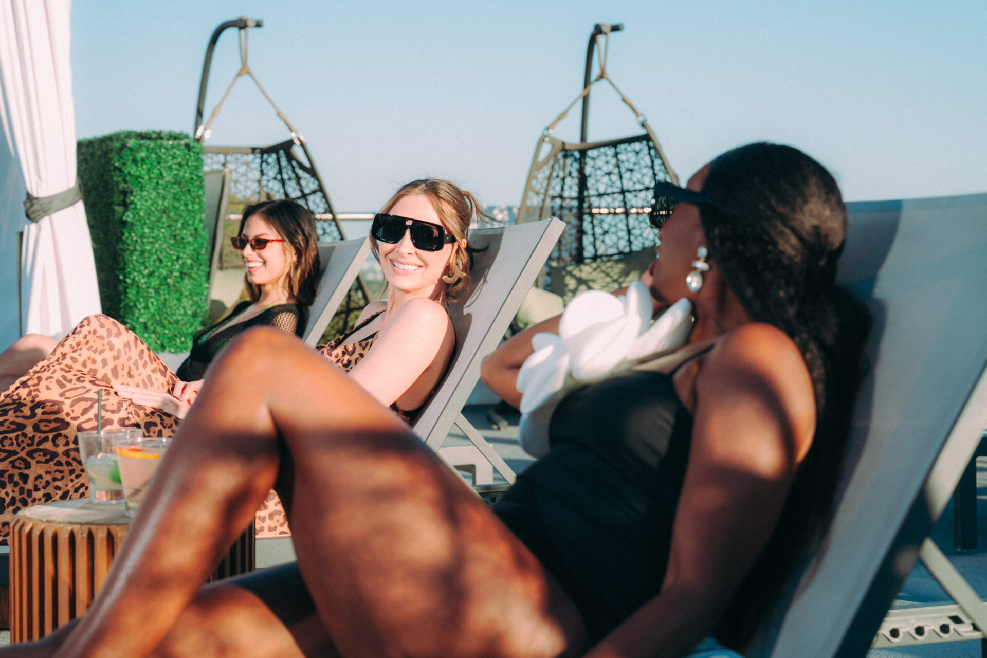 Women lounging outside